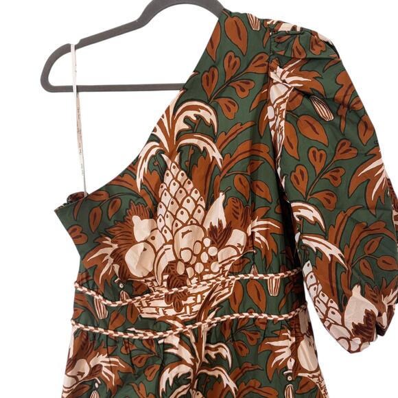 NWT Cara Cara Danielle One Shoulder Cotton Mini Dress Green Fruit Basket Size XL - Picture 7 of 15